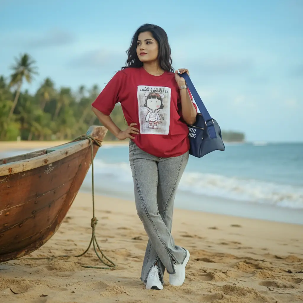 Ladies Denim Trouser Black Acid Washed